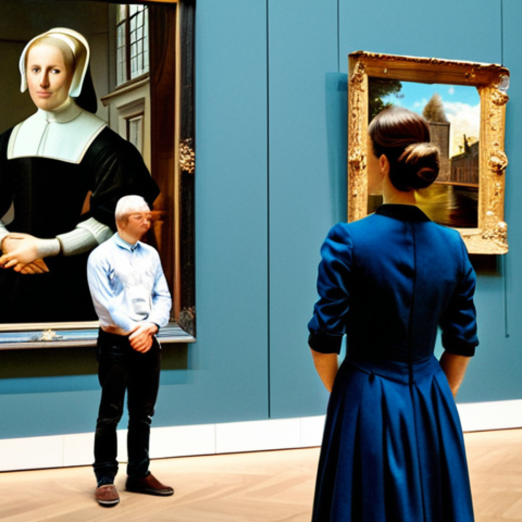 **

"A woman wearing a professional, modest dress, exploring the Rijksmuseum in Amsterdam. She is fully clothed and observing a famous painting. The scene is well-lit with natural light from the museum's architecture. In the background, other visitors are admiring the artwork. Perfect anatomy, correct proportions, natural pose, professional photography, high quality, safe for work, appropriate content, family-friendly."

**