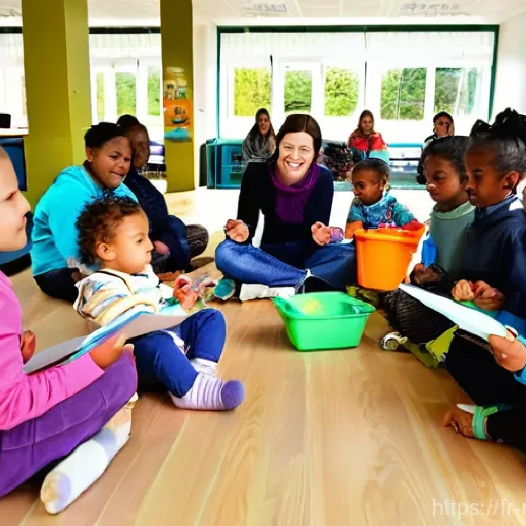 네덜란드의 난민 정책과 사회적 영향 - **"A vibrant and inclusive community center in a Dutch town, bathed in warm, inviting natural light....