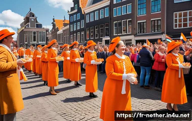 네덜란드 국왕과 왕실에 대한 정보 - A vibrant and festive scene of King&rsquo;s Day in the Netherlands, showing a diverse crowd of Dutch citiz...