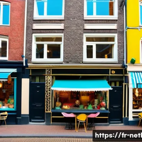 Home 32 네덜란드의 빈티지 마켓과 중고 쇼핑 - A vibrant street scene in Amsterdam Oud-West featuring charming vintage shops and market stalls, col...